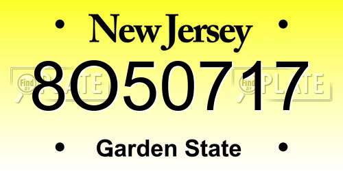 8O50717 New Jersey License Plate
