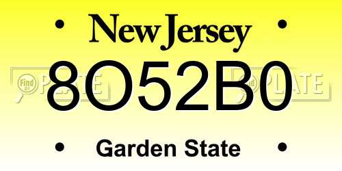 8O52B0 New Jersey License Plate