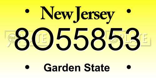 8O55853 New Jersey License Plate