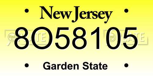 8O58105 New Jersey License Plate