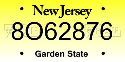 8O62876 New Jersey License Plate
