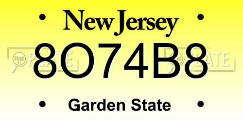 8O74B8 New Jersey License Plate