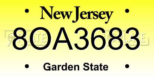 8OA3683 New Jersey License Plate