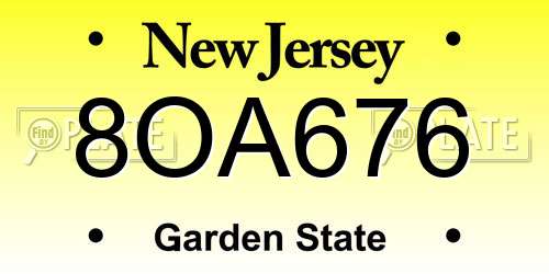8OA676 New Jersey License Plate
