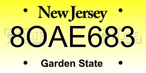 8OAE683 New Jersey License Plate