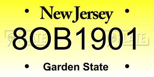 8OB1901 New Jersey License Plate