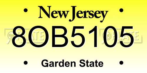 8OB5105 New Jersey License Plate