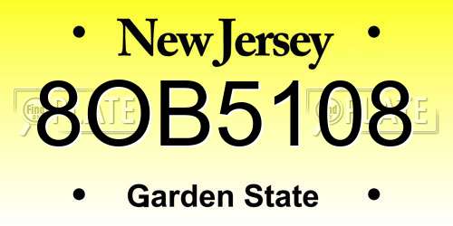 8OB5108 New Jersey License Plate