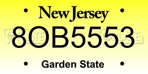 8OB5553 New Jersey License Plate
