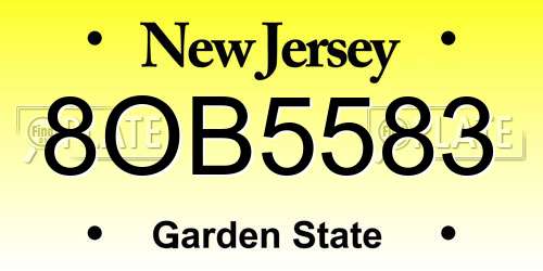 8OB5583 New Jersey License Plate