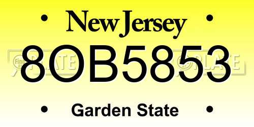 8OB5853 New Jersey License Plate