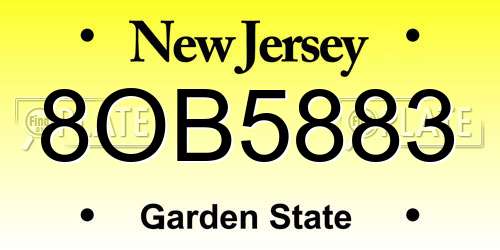 8OB5883 New Jersey License Plate