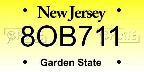 8OB711 New Jersey License Plate