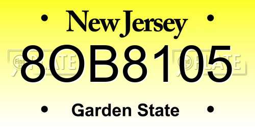 8OB8105 New Jersey License Plate