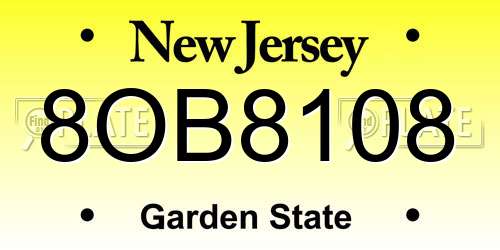 8OB8108 New Jersey License Plate