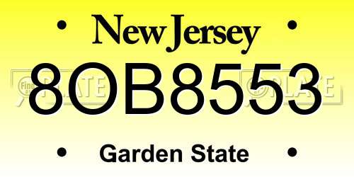 8OB8553 New Jersey License Plate