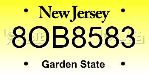 8OB8583 New Jersey License Plate