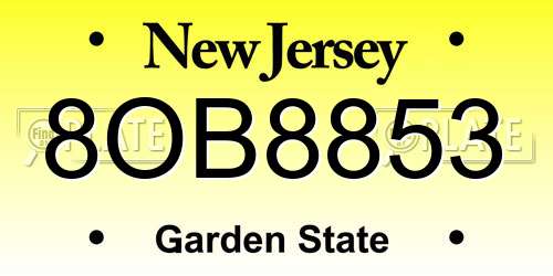8OB8853 New Jersey License Plate