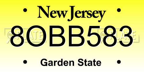 8OBB583 New Jersey License Plate