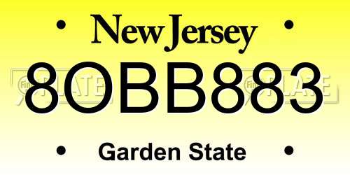 8OBB883 New Jersey License Plate