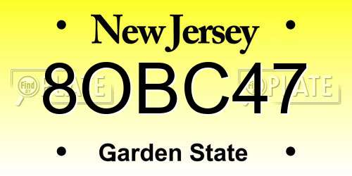 8OBC47 New Jersey License Plate