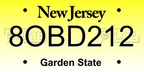 8OBD212 New Jersey License Plate