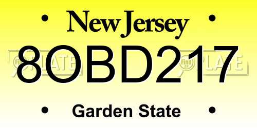 8OBD217 New Jersey License Plate