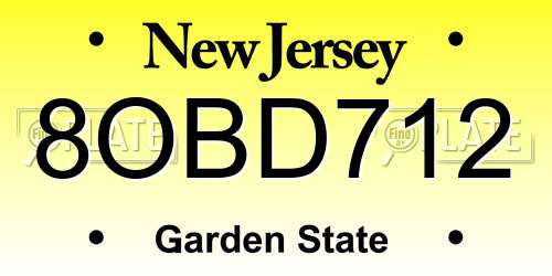 8OBD712 New Jersey License Plate
