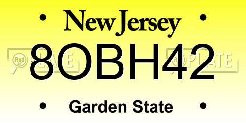 8OBH42 New Jersey License Plate