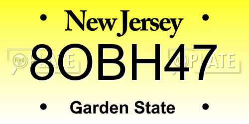 8OBH47 New Jersey License Plate