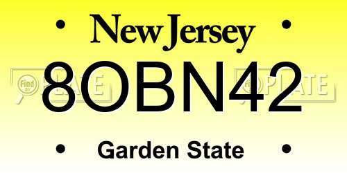 8OBN42 New Jersey License Plate