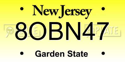 8OBN47 New Jersey License Plate