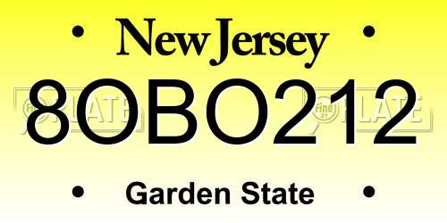 8OBO212 New Jersey License Plate