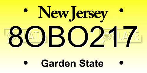 8OBO217 New Jersey License Plate