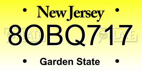 8OBQ717 New Jersey License Plate