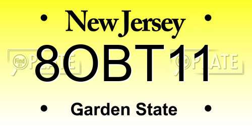 8OBT11 New Jersey License Plate