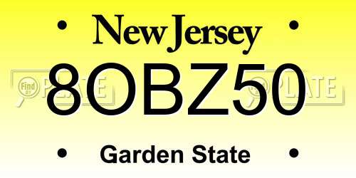 8OBZ50 New Jersey License Plate