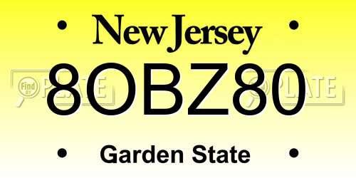 8OBZ80 New Jersey License Plate
