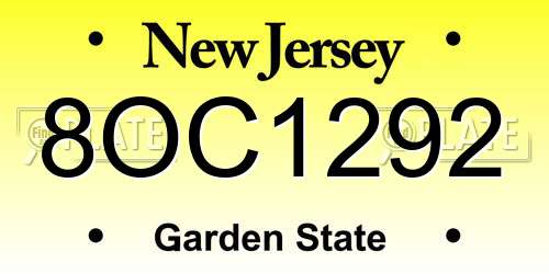 8OC1292 New Jersey License Plate