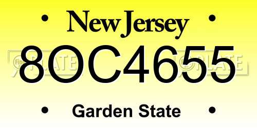 8OC4655 New Jersey License Plate