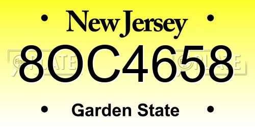 8OC4658 New Jersey License Plate
