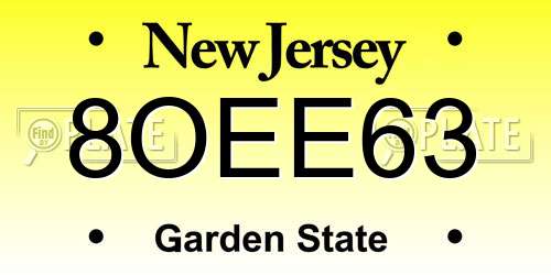8OEE63 New Jersey License Plate