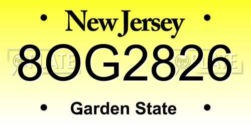 8OG2826 New Jersey License Plate