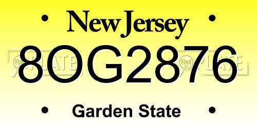 8OG2876 New Jersey License Plate