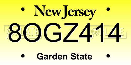 8OGZ414 New Jersey License Plate