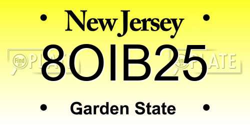 8OIB25 New Jersey License Plate