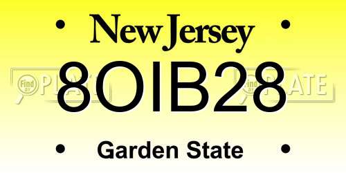 8OIB28 New Jersey License Plate