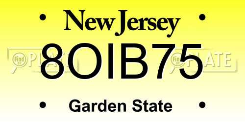 8OIB75 New Jersey License Plate