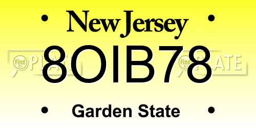 8OIB78 New Jersey License Plate
