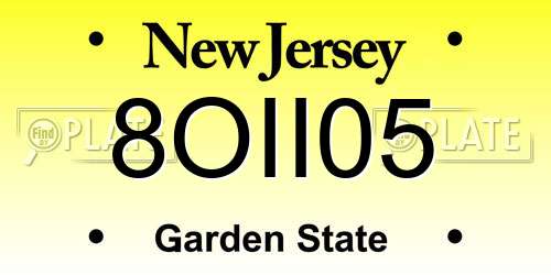 8OII05 New Jersey License Plate